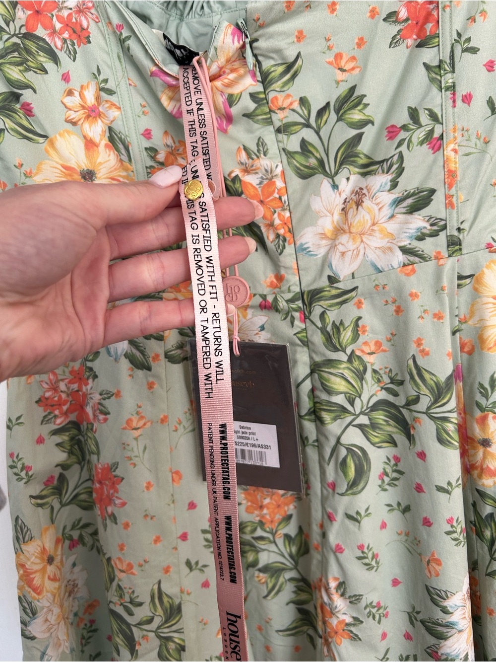 House of CB Mint Green Floral Tie-Front Midi Dress - Picture 6 of 7